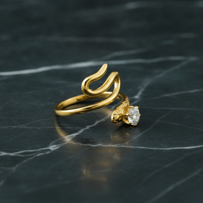 Trendy Snake Style Adjustable Ring with Crystal CZ Stone