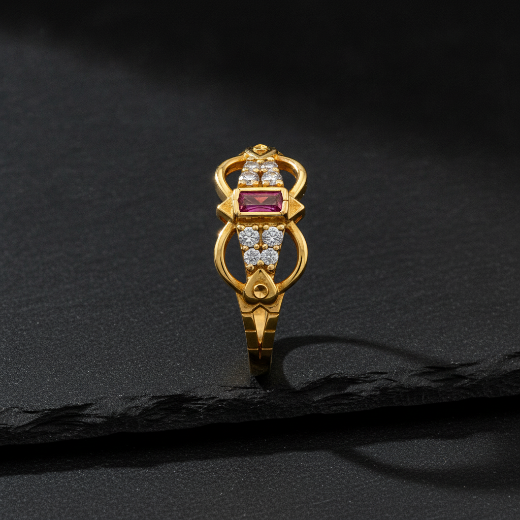 Regal Ruby Infinity Crest Statement Ring for Women