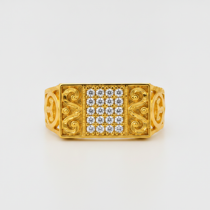 Vintage CZ Ornate Pattern Ring for Men