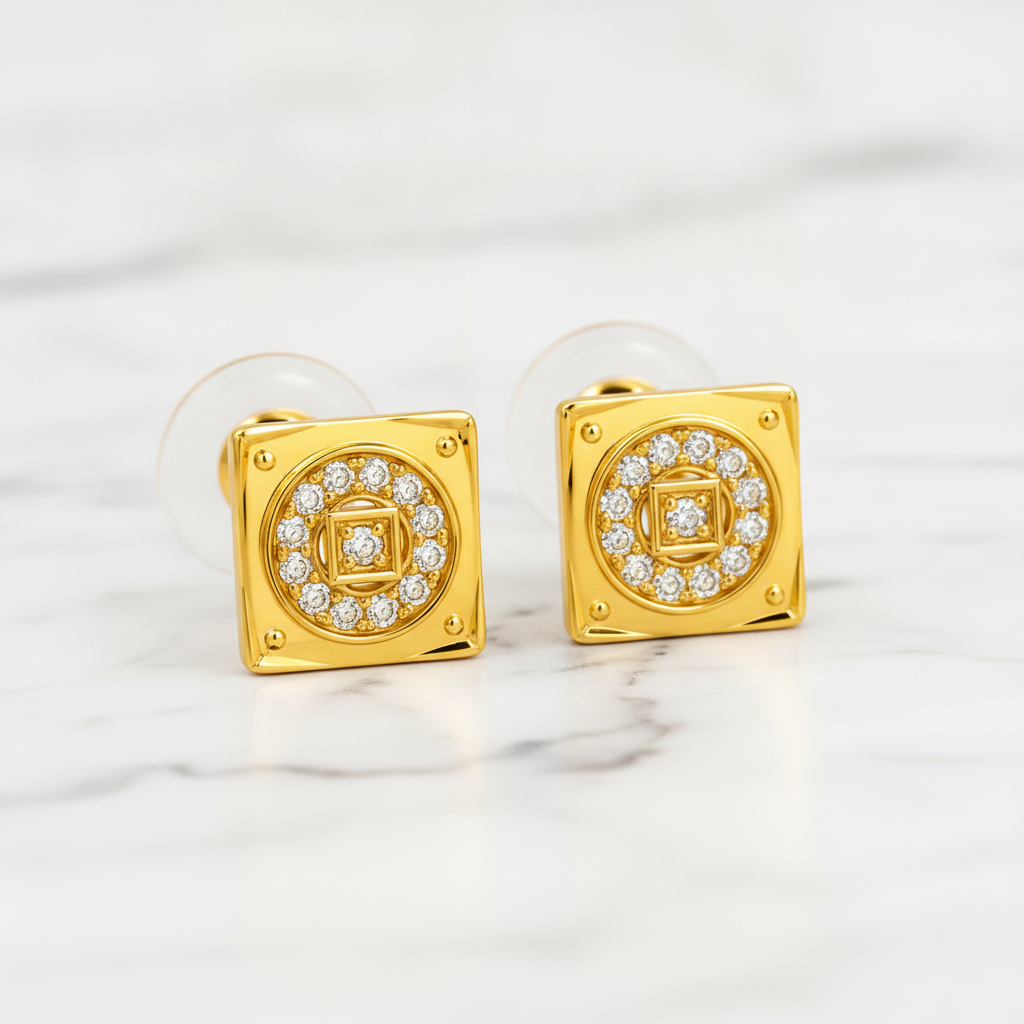 Regal Quadrant Crystal Stud Earrings