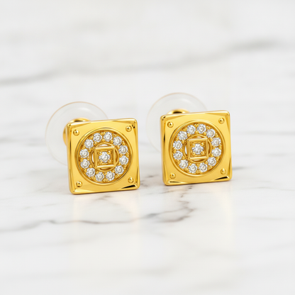 Regal Quadrant Crystal Stud Earrings