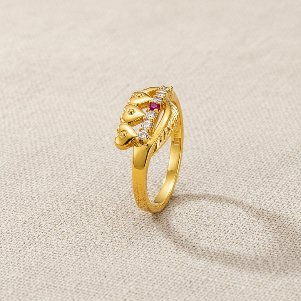 Royal Triple Heart Ruby CZ Elegance Ring
