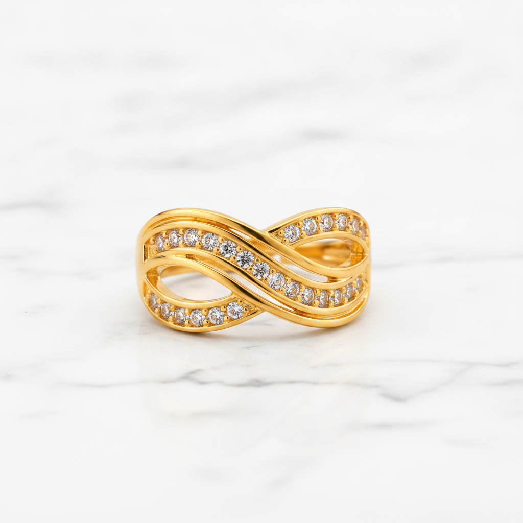 Regal Infinity Wave Sparkle Statement Ring for Women