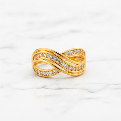 Regal Infinity Wave Sparkle Statement Ring for Women