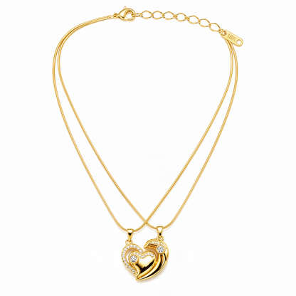 Luxury Gold Double Layer Heart Necklace for Women & Girls