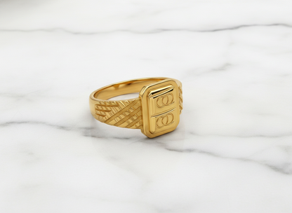 NUGOLD Premium Men’s Ring with Rectangular Engraved Design