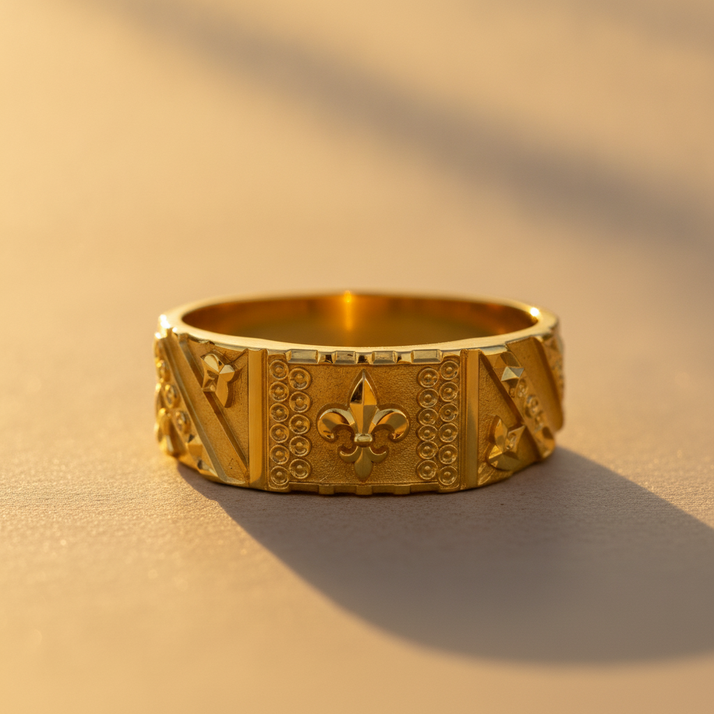 Royal Fleur Crest Heritage Statement Ring for Men