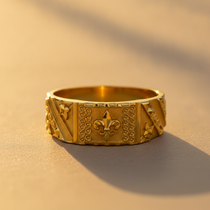 Royal Fleur Crest Heritage Statement Ring for Men