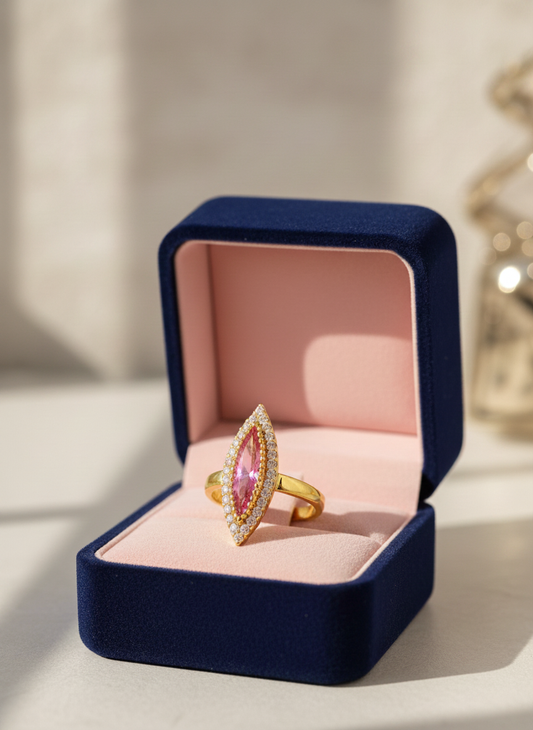 NuGold Pink Royale Marquise Statement Ring