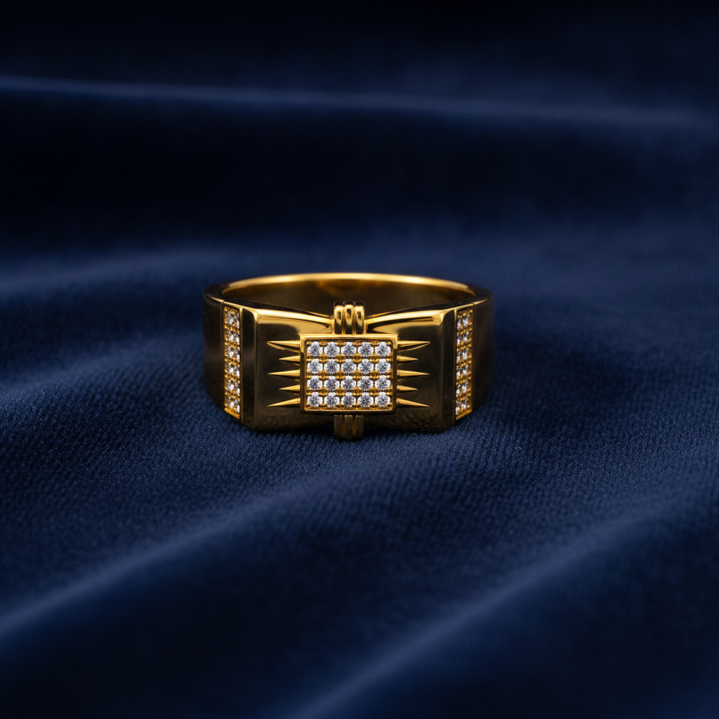 NUGOLD Regal Square Crystal Signet Ring for Men & Boys