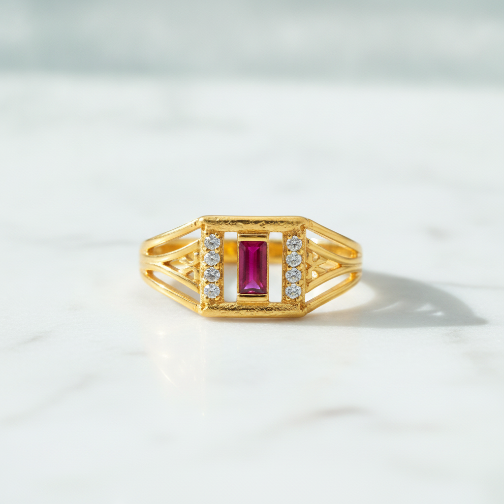 Regal Ruby Horizon Elegance Statement Ring for Women