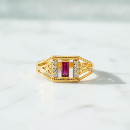 Regal Ruby Horizon Elegance Statement Ring for Women