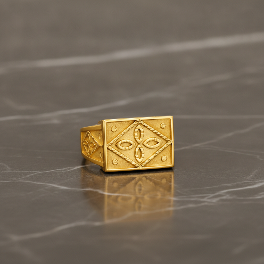 Royal Four-Petal Heritage Signet Ring for Men
