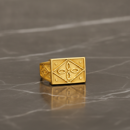 Royal Four-Petal Heritage Signet Ring for Men
