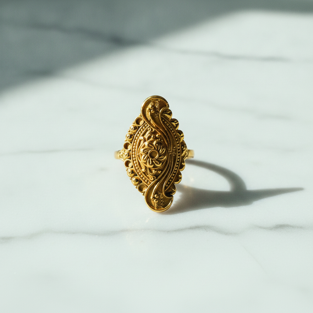 NUGOLD Traditional Floral Filigree Adjustable Ring for Women