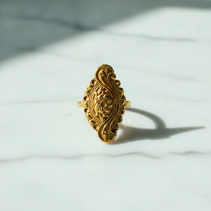 NUGOLD Traditional Floral Filigree Adjustable Ring for Women