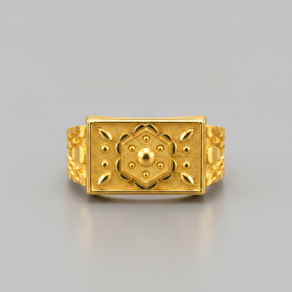 Regal Floral Medallion Textured Statement Ring for Men