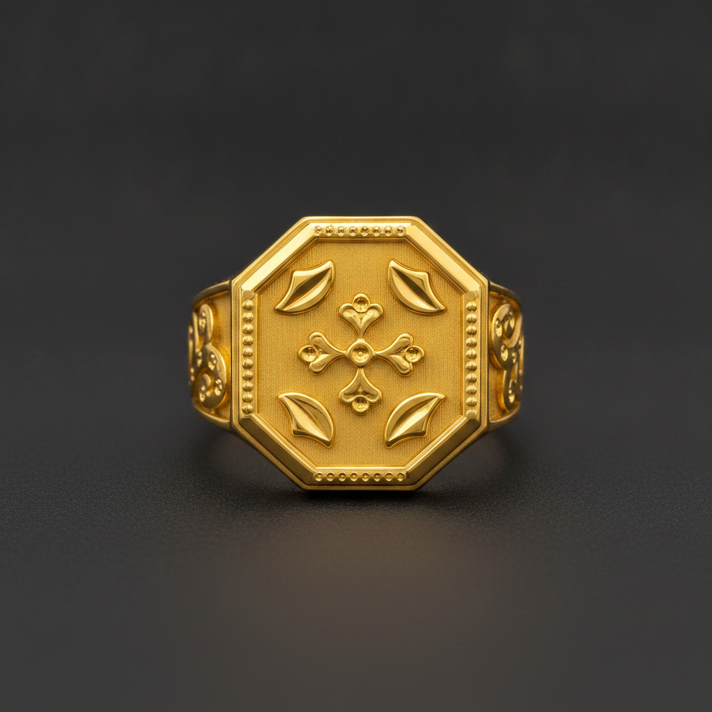 Imperial Fleur Crest Heritage Signet Ring for Men
