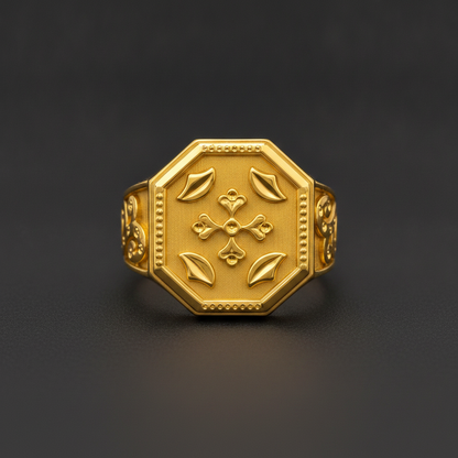 Imperial Fleur Crest Heritage Signet Ring for Men