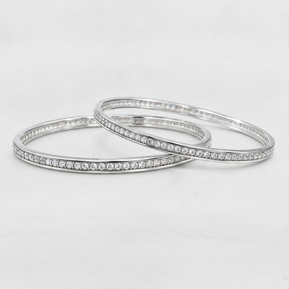 925 Silver Diamond-Look CZ Bangles for Women