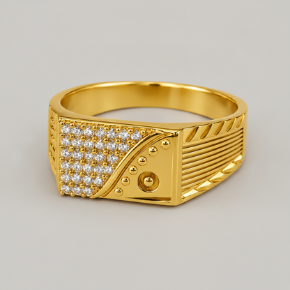 Regal Crystal Wave Statement Ring for Men