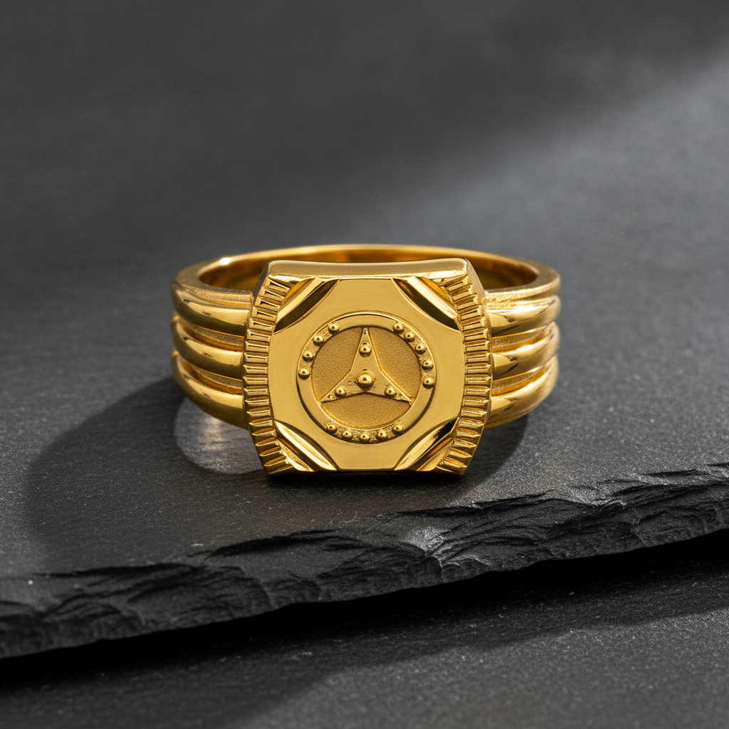 Royal Triad Crest Statement Ring for Men