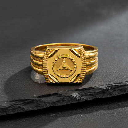 Royal Triad Crest Statement Ring for Men