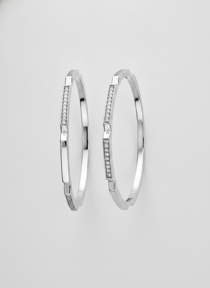 925 Silver Geometric CZ Bangles for Women