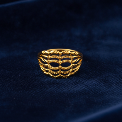 Elegant Wave Filigree Gold Plated Ring for Women