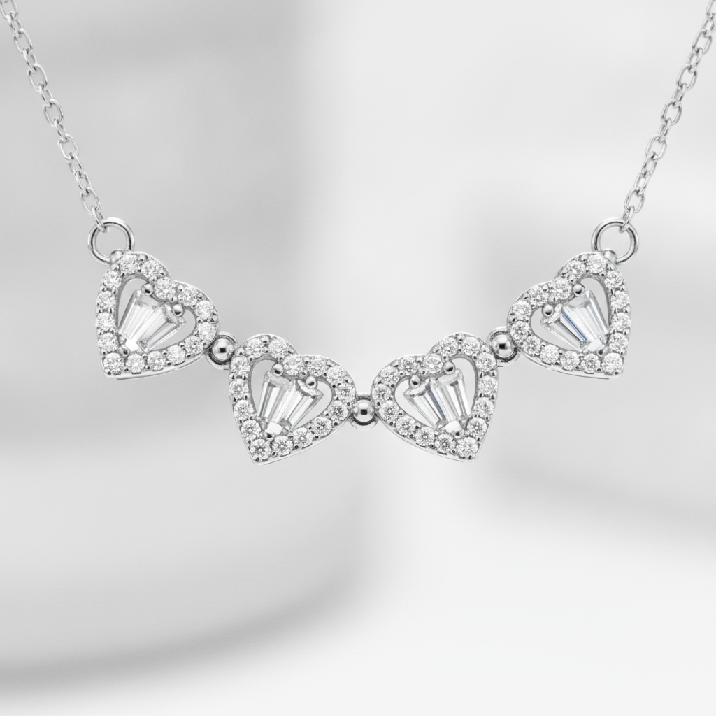 Love Sparkle Triple Heart Necklace for Women