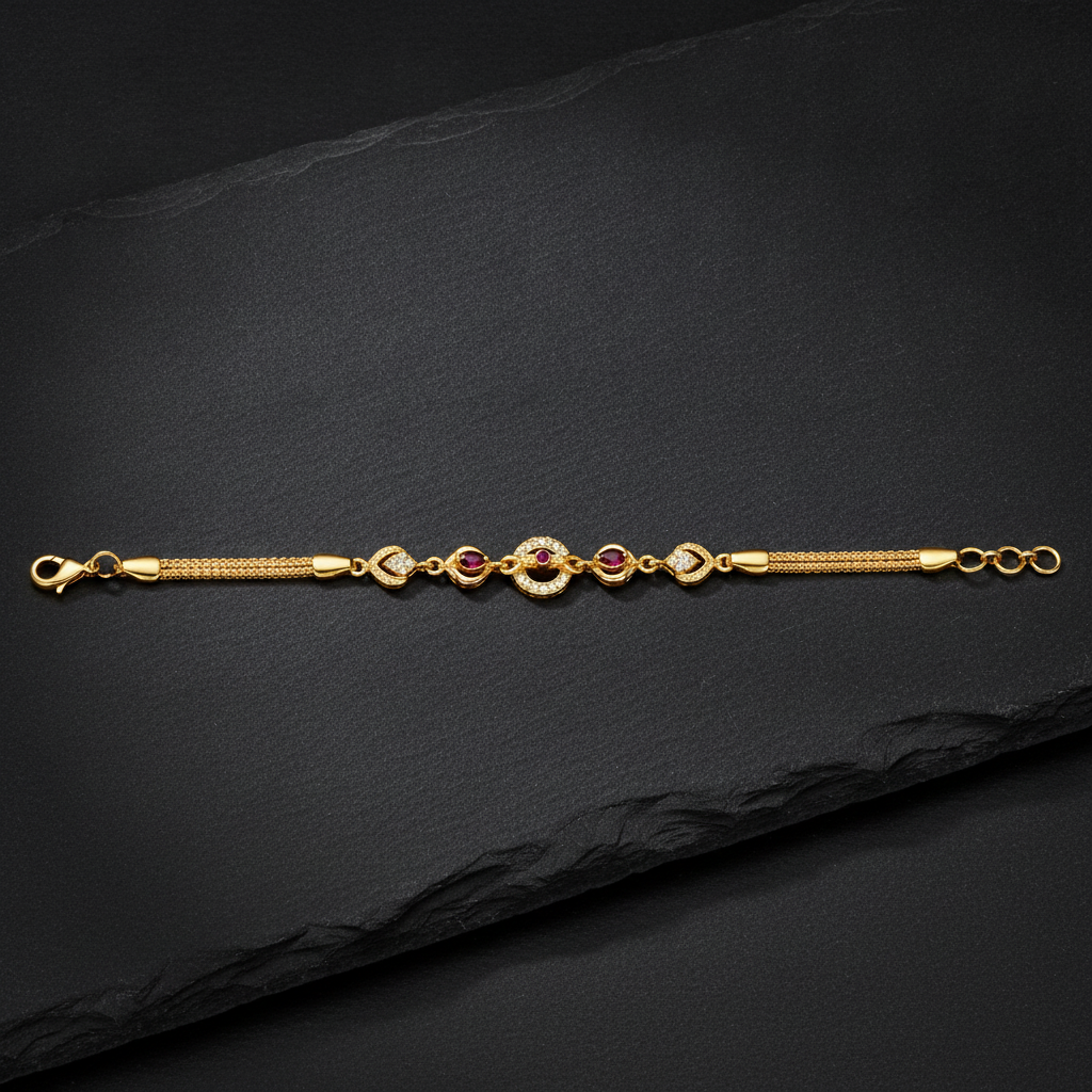Regal Ruby Sparkle Link Bracelet for Women