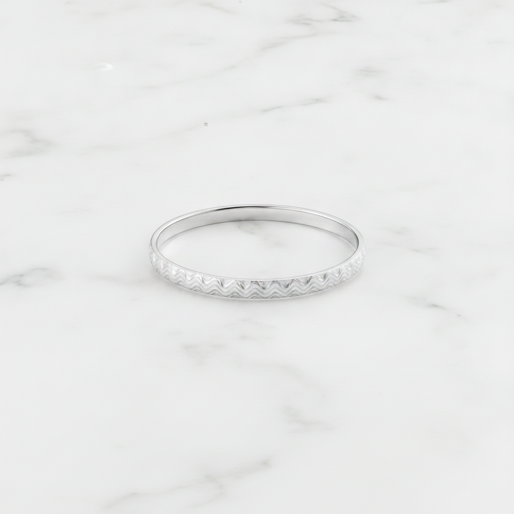 Classic 925 Sterling Silver Chevron Pattern Men's Kada