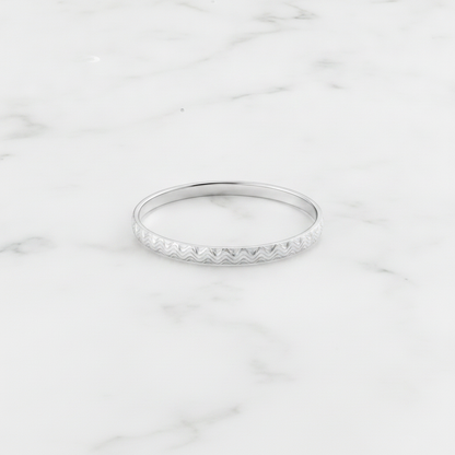 Classic 925 Sterling Silver Chevron Pattern Men's Kada