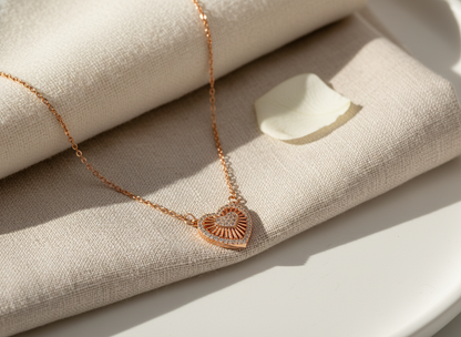 Romantic Rose Gold Heart Necklace for Women