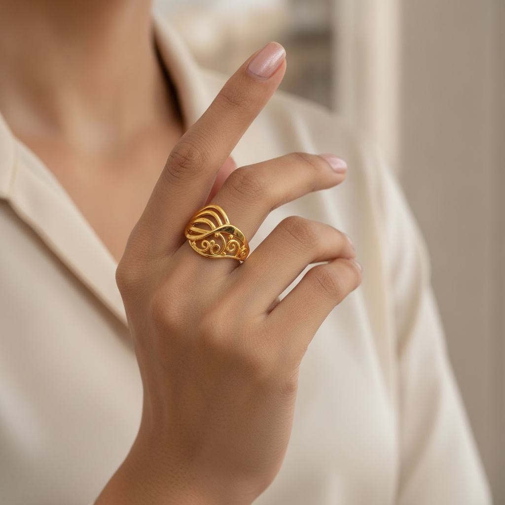 Elegant Swirl Filigree Multilayer Statement Ring for Women