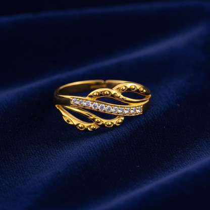Delicate Leaf Branch CZ Open Ring for Women