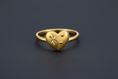 NuGold Golden Heart Charm Ring