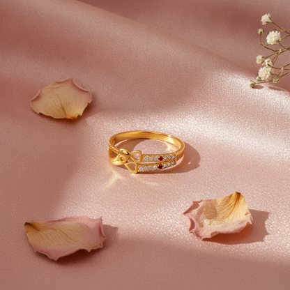 Stylish Bow Design Ring with CZ Stones for Women