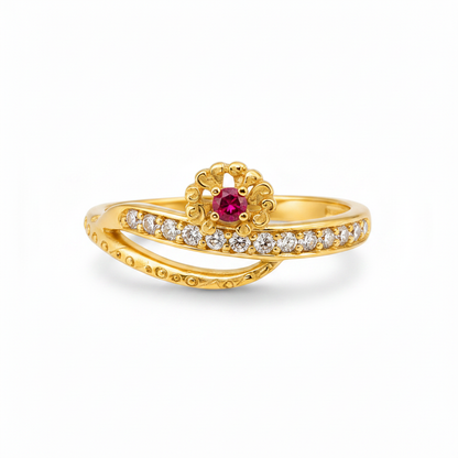 Imperial Ruby Bloom CZ Statement Ring