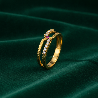 Imperial Ruby V-Cut Sparkle Band Ring