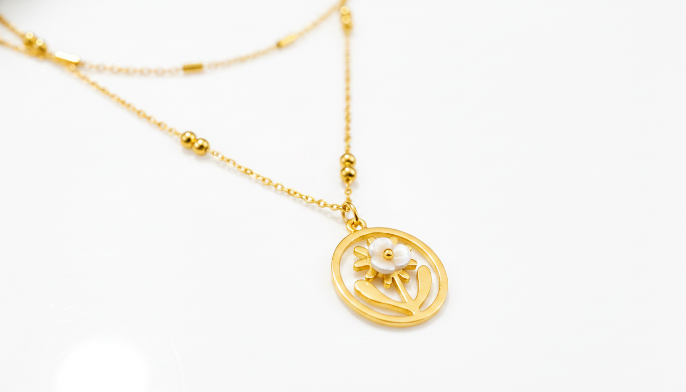 Golden Daisy Flower Layered Necklace for Women