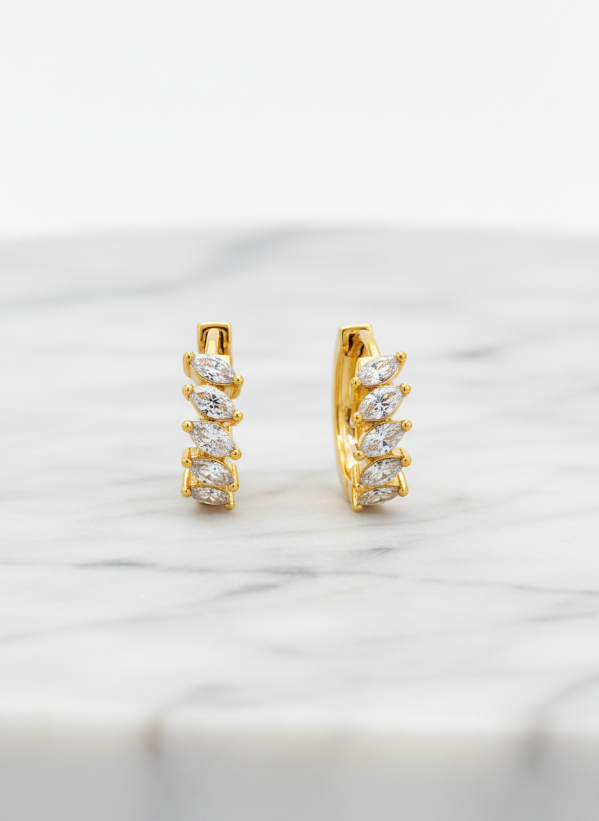 NuGold Luxury Gold Plated Leaf Design Hoop Earrings for Women & Girls