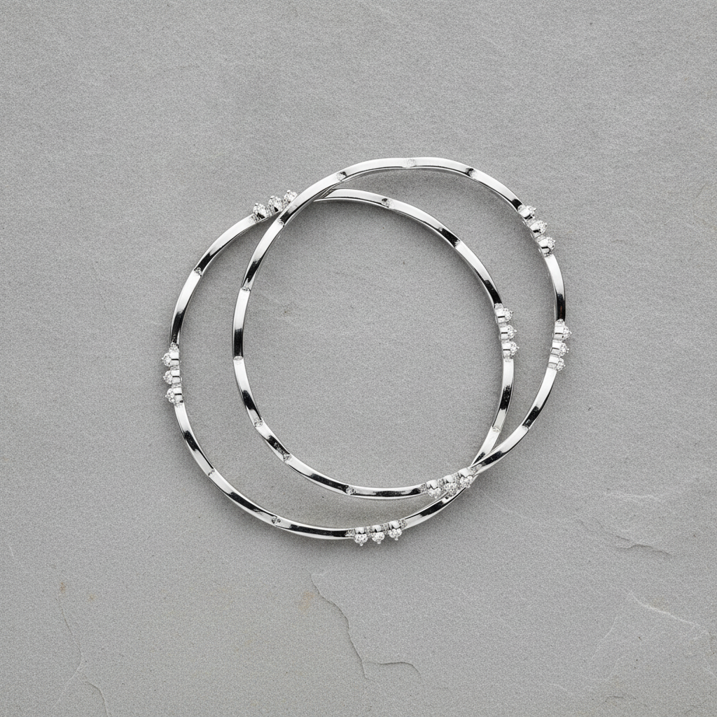 925 Silver Elegant Twisted Bangles with Cubic Zirconia