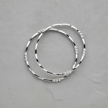 925 Silver Elegant Twisted Bangles with Cubic Zirconia