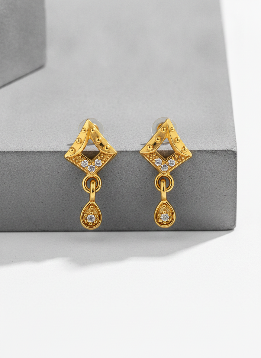 Royal Geometric Teardrop Crystal Drop Earrings for Women