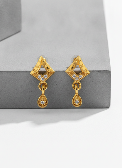 Royal Geometric Teardrop Crystal Drop Earrings for Women