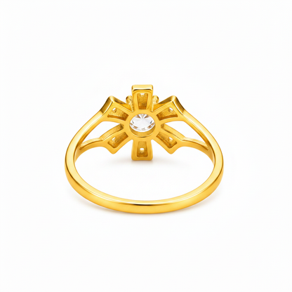 Trendy Sunburst Cubic Zirconia Ring for Women & Girls