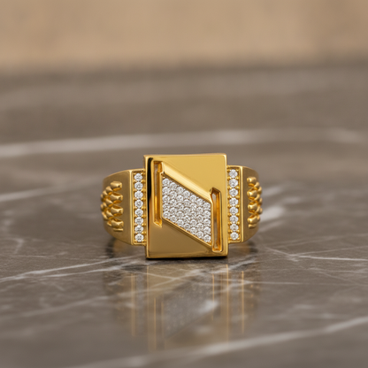 Elegant Crystal CZ Square Signet Ring