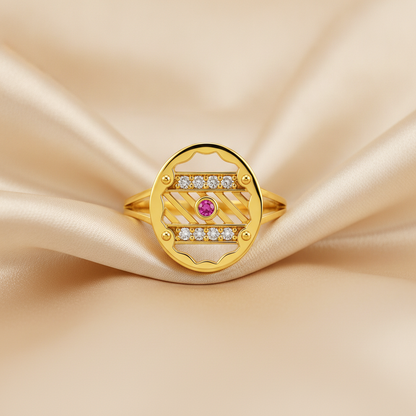 Regal Ruby Orbit Radiance Statement Ring for Women