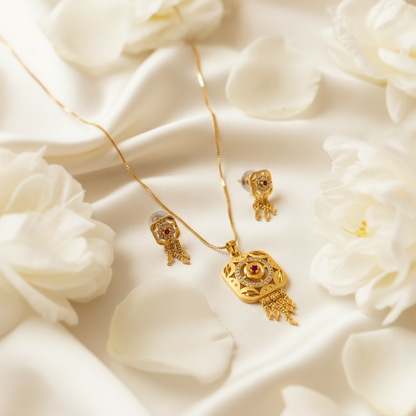 NUGOLD Signature Ruby Elegance Necklace & Earrings Set